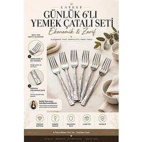 6'lı Günlük Yemek Çatalı Seti  Ekonomik Çatal Takımı Çelik 723569