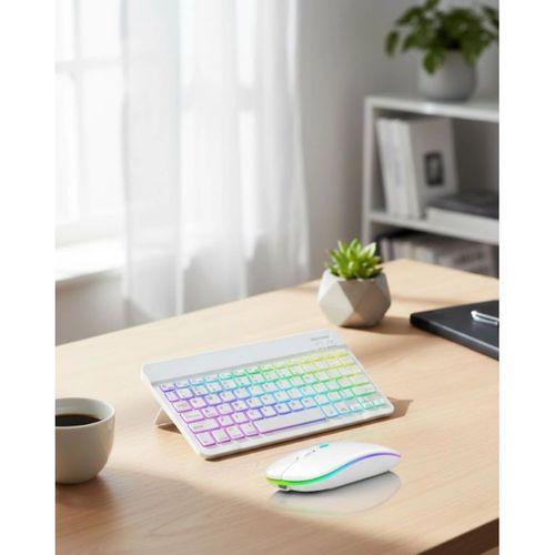 Aydınlatmalı Kablosuz Klavye Mouse Seti Bluetooth Bağlantılı Çoklu Cihaz Uyumlu