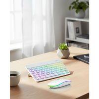 Aydınlatmalı Kablosuz Klavye Mouse Seti Bluetooth Bağlantılı Çoklu Cihaz Uyumlu