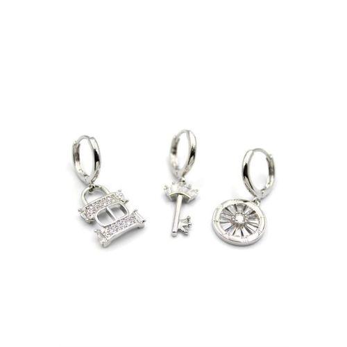 3'lü CD Küpe - Gümüş