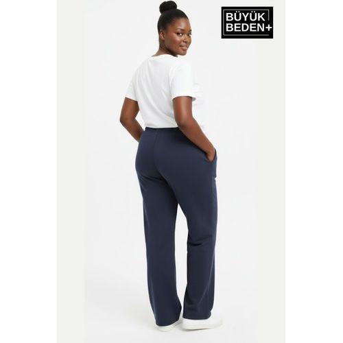 Kadın Büyük Beden BROOKLYN Baskılı Rahat Kesim Paça Reçme İnce Eşofman Altı SPR26EAK952-2