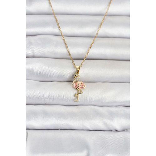 316L Çelik Zincir Gold Renk Flamingo Model Kadın Kolye