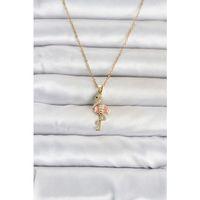 316L Çelik Zincir Gold Renk Flamingo Model Kadın Kolye