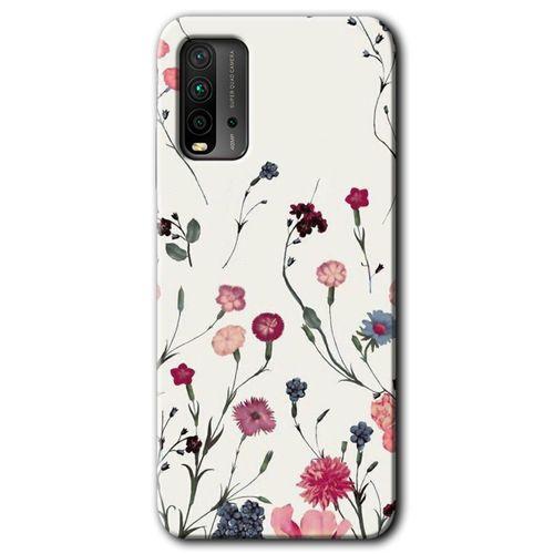 Xiaomi Redmi 9T Kılıf HD Desen Baskılı Arka Kapak + Temperli Cam - Mat Çiçek