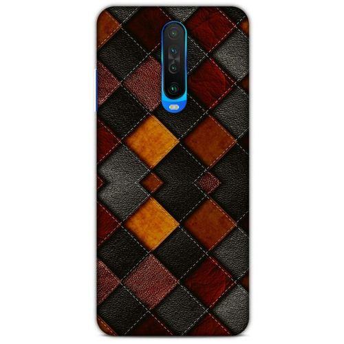 Xiaomi Poco X2 Kılıf Patchwork (1) Kılıfı Kahverengi Bordo