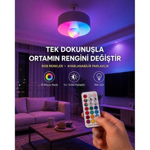 Kumanda Destekli Çok Renkli Akıllı Led Ampul Yeni Nesil
