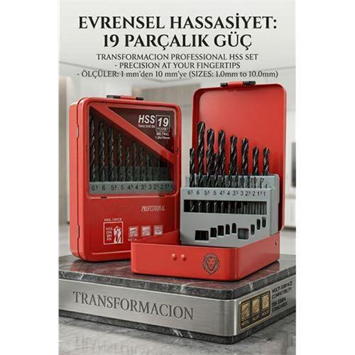 19 Parça 1 - 10mm Alüminyum Metal Ağaç HSS Uçlu DIN 338RN Matkap Ucu Seti  723033