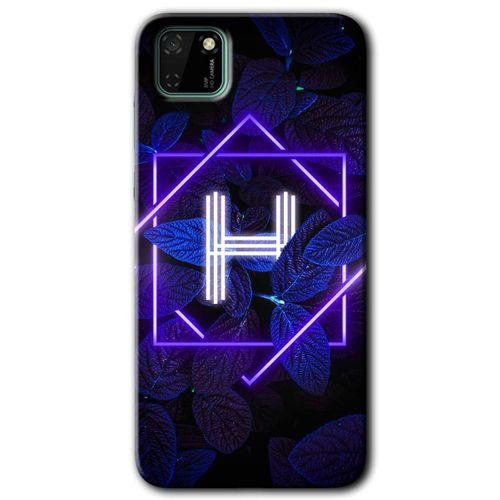 Huawei Y5P HD Baskılı Kılıf + 9D Tam Ekran Koruyucu - Dark Neon Yaprak H Harfi