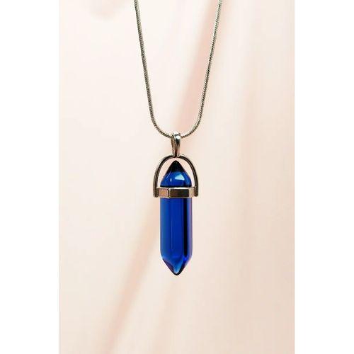 Safir Doğal Taşı Zincirli El Yapımı Tasarımlı Kolye Uç: 3,5 cm Zincir: 20 cm Kutulu