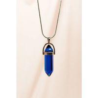 Safir Doğal Taşı Zincirli El Yapımı Tasarımlı Kolye Uç: 3,5 cm Zincir: 20 cm Kutulu