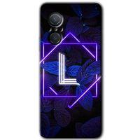 MRCİLETİSİM Huawei Nova 9 SE Kılıf HD Desen Baskılı Arka Kapak+Temperli Cam - Dark Neon Yaprak L Harfi