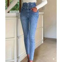 Kadın Yüksek Bel önden Düğmeli Cepli Dar Kesim Detaylı Kot Pantolon