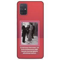 Samsung Galaxy A71 Kılıf Atatürk (5) Koruma Kabı Açık Kırmızı