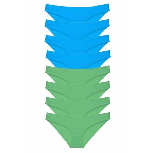 8 adet Süper Eko Set Likralı Kadın Slip Külot Yeşil ve Mavi