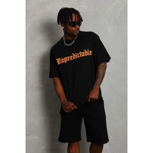 Erkek Baskılı T-Shirt Kısa Kol Bisiklet Yaka Regular Fit Rahat Kalıp Günlük Tişört - Siyah