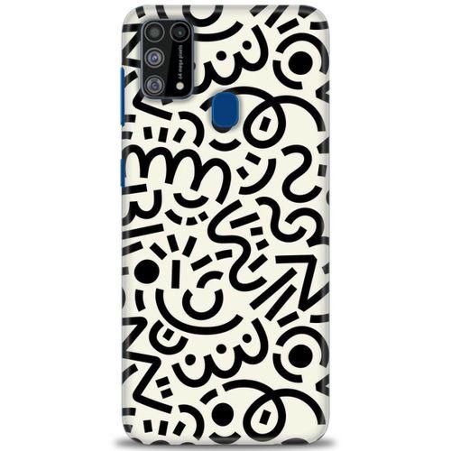 Samsung Galaxy M31 Kılıf HD Baskılı Kılıf - Siyah Beyaz + Tam Ekran Koruyucu
