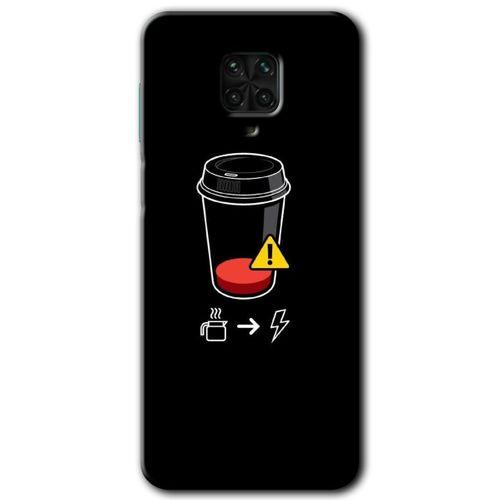 BeRa Aksesuar Xiaomi Redmi Note 9 Pro Kılıf Baskılı Kapak - Coffee Battery +Tam Kaplayan Mat Seramik