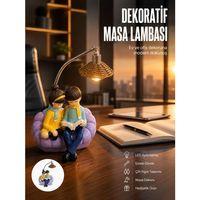 Romantik Çift Temalı Dekoratif Masa Lambası Yumuşak Led Işık