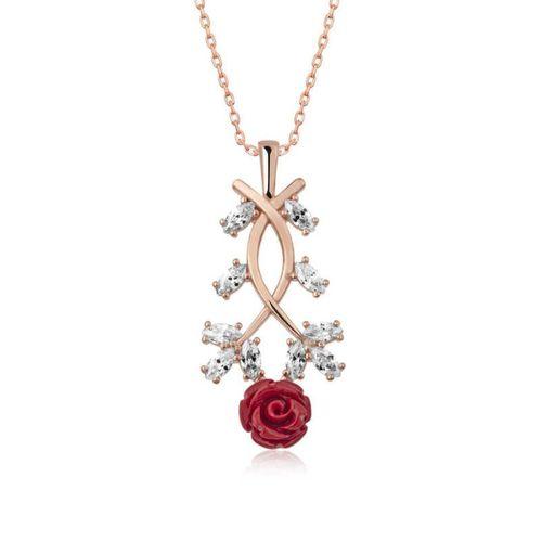 ​Lucky Life 925 Ayar Gumuss  Rose Kırmızı Gül Kolye