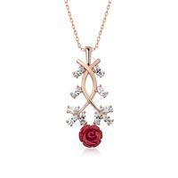 ​Lucky Life 925 Ayar Gumuss  Rose Kırmızı Gül Kolye