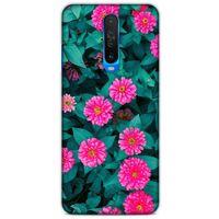 Lopard Xiaomi Redmi K30 Uyumlu Kılıf Bahar (39) Liquid Crystal Kılıf Fuşya Çiçekler