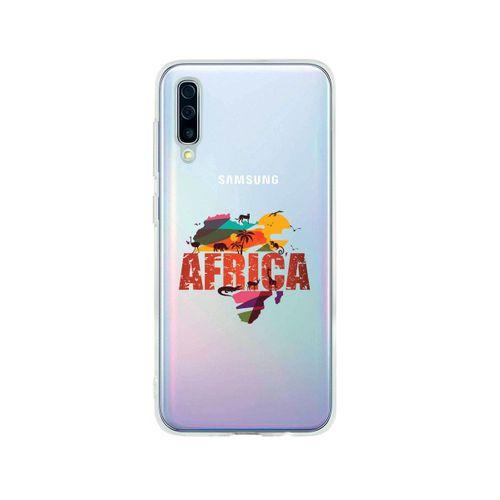 Samsung A50 Afrika Tasarımlı Premium Şeffaf Silikon Kılıf