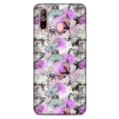 Samsung Galaxy A60 Kılıf Kelebek Etkisi (15) Antişok Kılıf Mor Beyaz