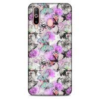 Samsung Galaxy A60 Kılıf Kelebek Etkisi (15) Antişok Kılıf Mor Beyaz