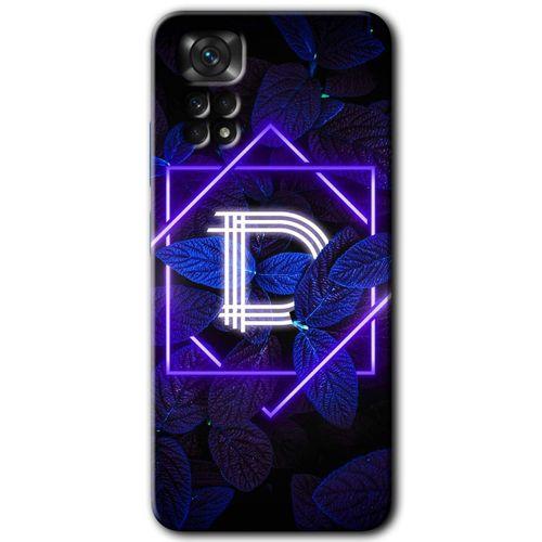 Redmi Note 11s 5G Global Kılıf HD Desen Baskılı Arka Kapak - Dark Neon Yaprak D Harfi + Kırılmaz Cam