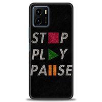 Vivo Y15S Kılıf HD Baskılı Kılıf - Stop Play + Tam Ekran Koruyucu