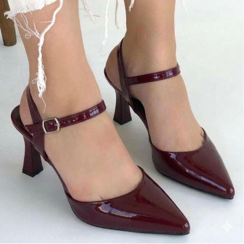 Suden Bordo Rugan Topuklu Ayakkabı