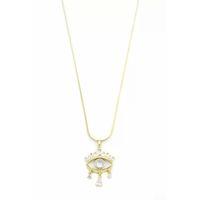 Sallantılı Taşlı Göz Kolye - Altın