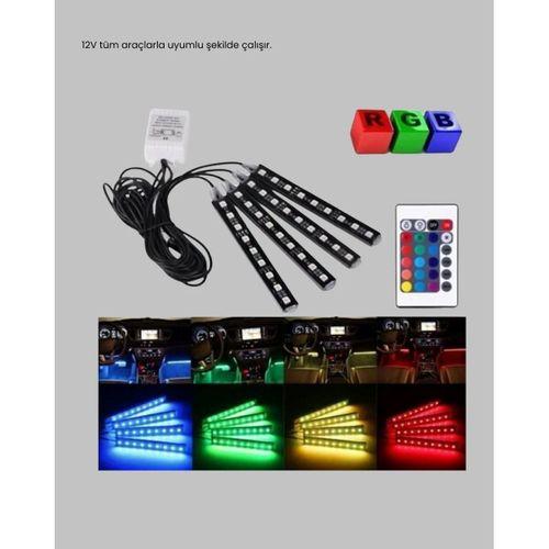 Rgb Müzik Kontrollü Araç Led Işık Seti 48 Led 12v Uzaktan Kumandalı