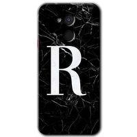 General Mobile GM 8 HD Baskılı Kılıf + 9D Tam Ekran Koruyucu - Siyah Mermer Desenli R Harfi