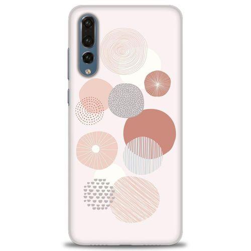 Huawei P20 Pro Kılıf HD Baskılı Kılıf - Pembe Daireler + Tam Ekran Koruyucu