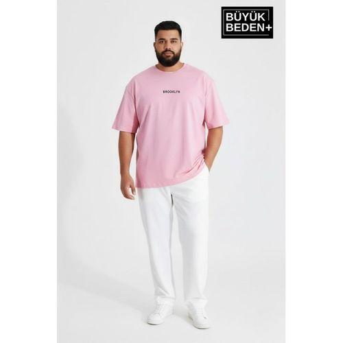 Erkek Büyük Beden Orta Brooklyn Baskılı 3xl-6xl Bisiklet Yaka Tshırt SPR26BTS510-8