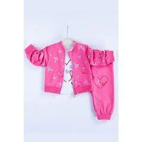 Kalp Desenli Hırkalı Pamuklu 3'lü Kız Bebek Takımı