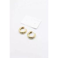 Taşlı Halka Küpe - Altın