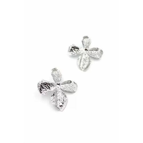 Metal Yaprak Küpe - Gümüş