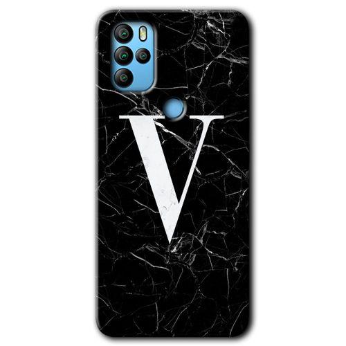 General Mobile GM 21 Pro Kılıf HD Desen Baskılı Arka Kapak - Siyah Mermer Desenli V Harfi