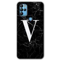 General Mobile GM 21 Pro Kılıf HD Desen Baskılı Arka Kapak - Siyah Mermer Desenli V Harfi