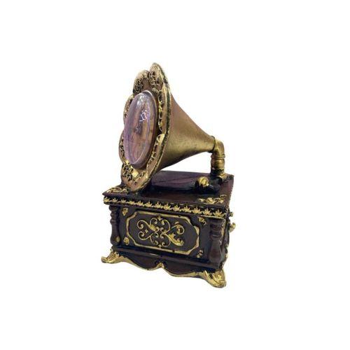 Saatli Retro Dekoratif Gramafon Gold