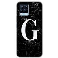Realme 8 Kılıf Baskılı Kapak - Siyah Mermer Desenli G Harfi +Tam Kaplayan Mat Seramik