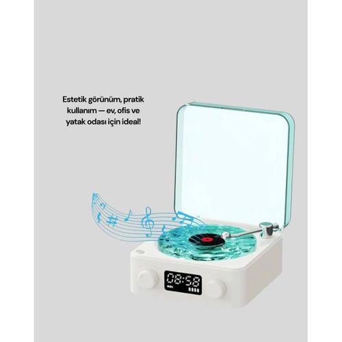 Bluetooth Hoparlör – 3-ü-1 Saatli Gece Lambası Ve Vintage Tasarım