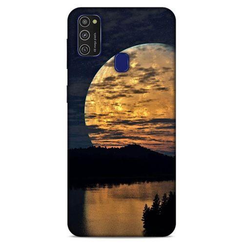 Lopard Samsung Galaxy M21 Uyumlu Kılıf Gece'S (49) Ultra Silikon Kılıf Ay Yansıması