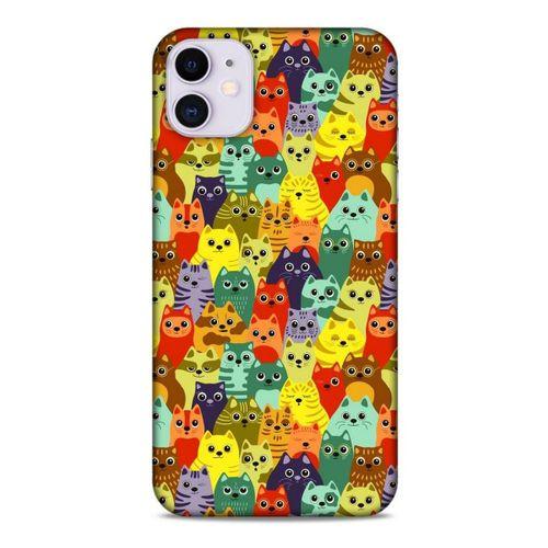 Lopard Apple Iphone 11 Uyumlu Kılıf Kediler (38) Neo Hybrid Kılıf Mor