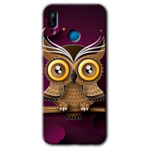 Huawei P20 Lite HD Baskılı Kılıf + 9D Tam Ekran Koruyucu - Owl Bird Branch
