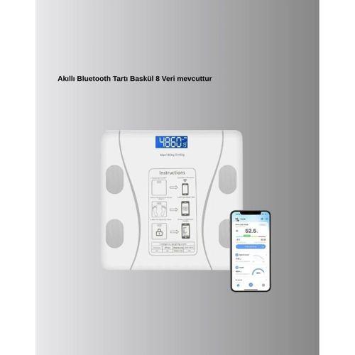 Akıllı Dijital Baskül – Bluetooth Bağlantılı, 8 Ölçüm Verili, Akıllı Vücut Analiz Tartısı