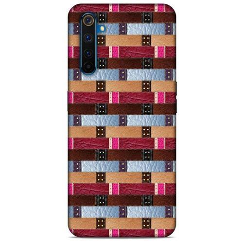 Oppo Realme 6 Kılıf Patchwork (45) Liquid Air Kılıf Bordo Gri