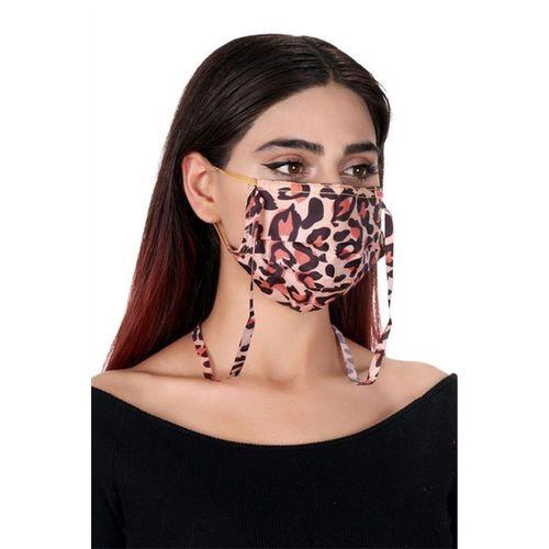 Gümüş İyonlu Boyundan Asklı Yıkanabilir Leopar Deseneli Maske